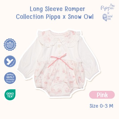 New Collection !! Pippa x Snow Owl  Long Sleeve Romper ชุดแขนยาว-ขาสั้น 0-3 M (MagnetBric) - Pink
